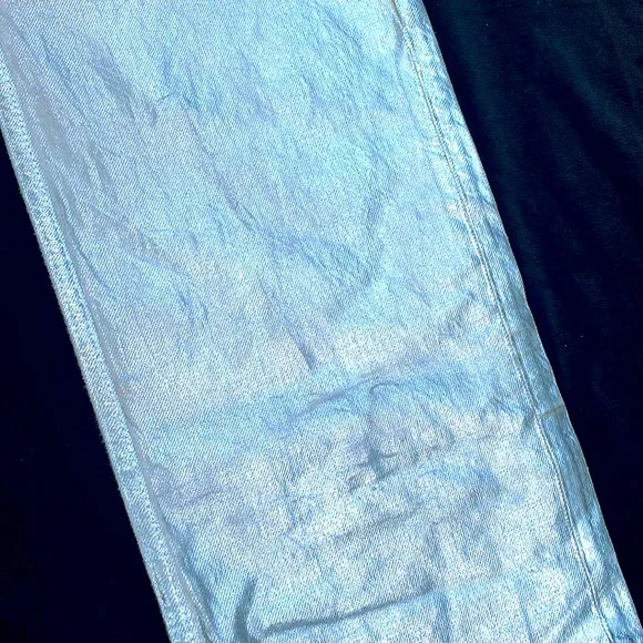 ZARA CHROME / METALLIC SILVER DIPPED BOYFRIEND DENIM JEANS -6 🔥🤘 - Picture 6 of 12